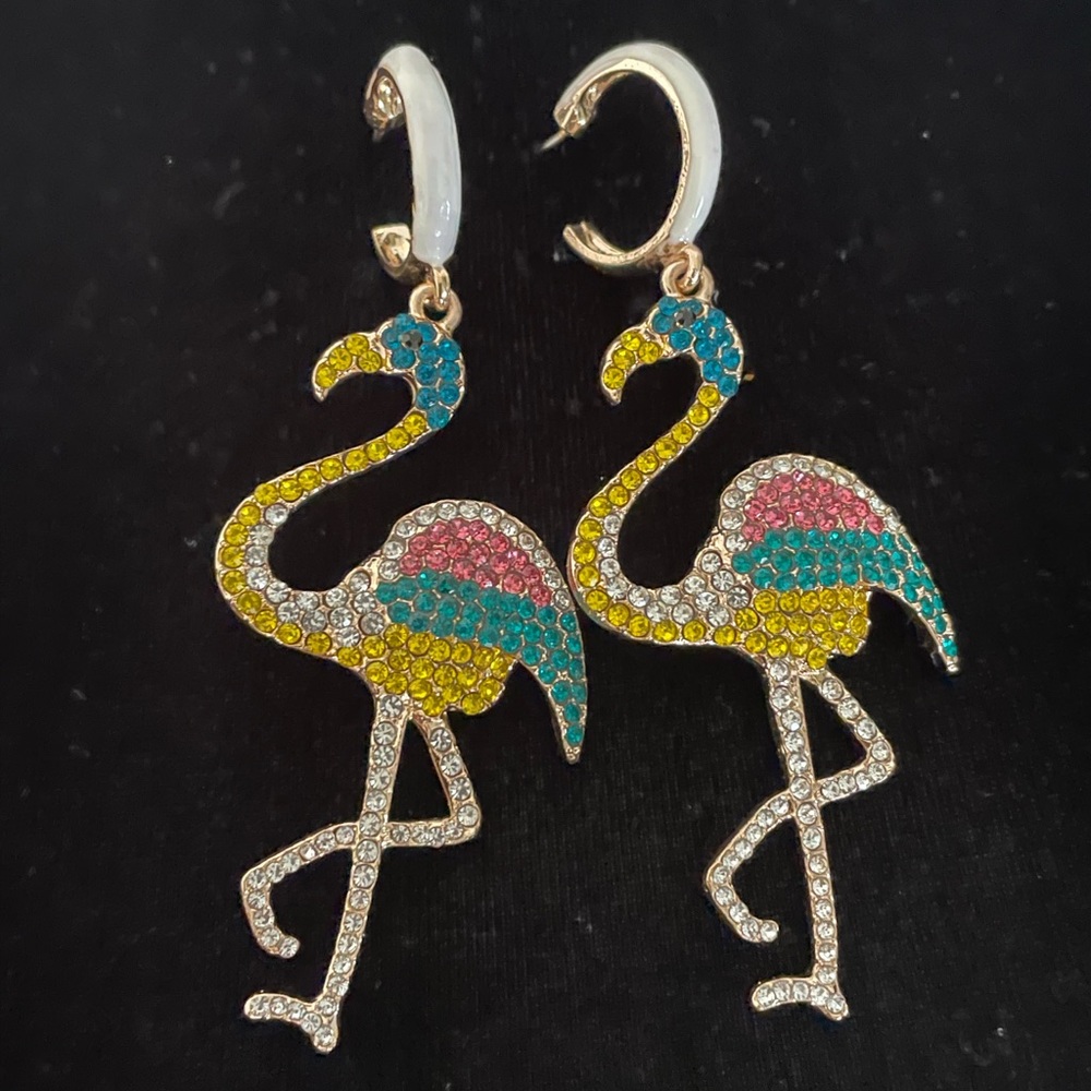 BNWT flamingo statement earrings